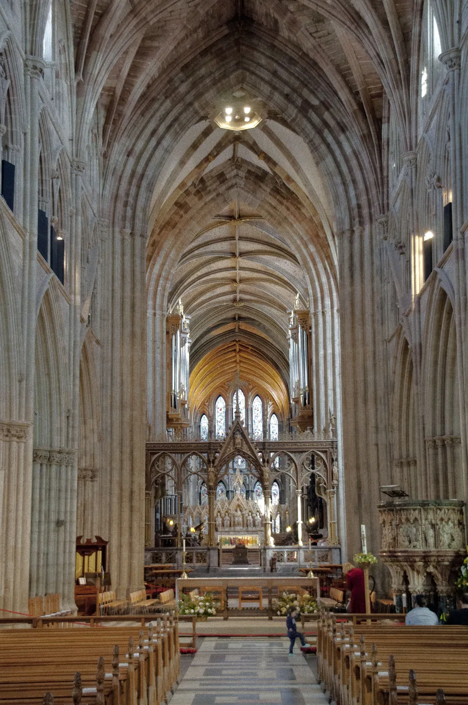 The nave of Worcester Cathedral. A general view, not taken during the Christmas Tree Festival