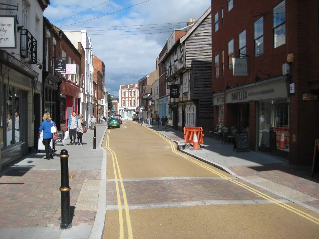 New Street in Worcester city centre, one of three streets the plan would close to motor traffic except for servicing