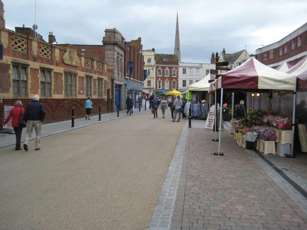 Angel Place in Worcester city centre. This is a general view of the city centre and does not show a taxi rank or any of the vehicles affected
